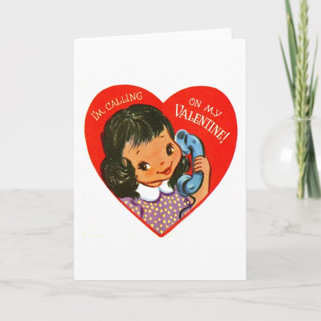 Cartes Pour Fêtes Annuelles Appeler ma Saint-Valentin sur un téléphone rétro (Devant)