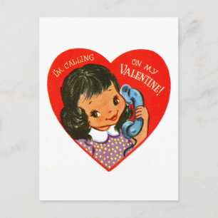 Cartes Pour Fêtes Annuelles Appeler ma Saint-Valentin sur un téléphone rétro