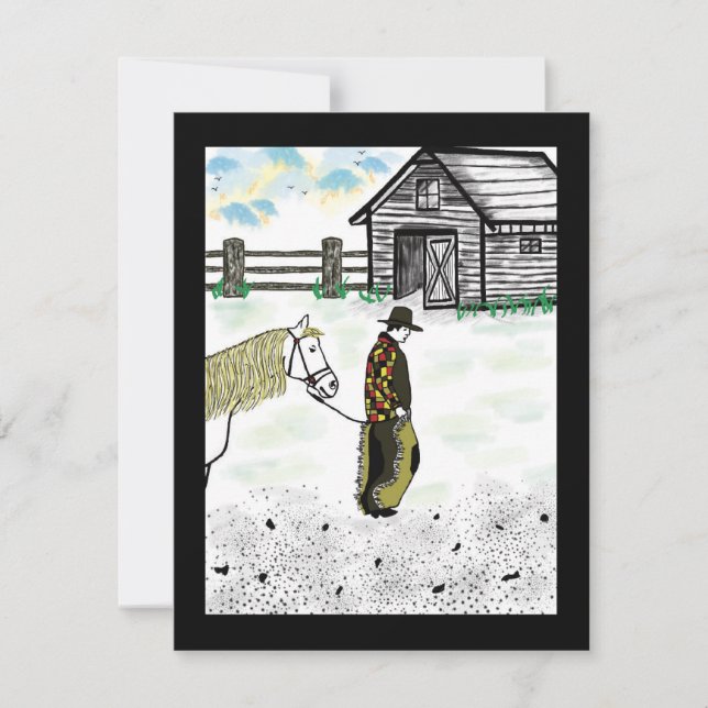 Cartes Pour Fêtes Annuelles Après une balade en cheval (Devant)