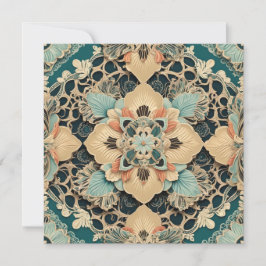 Cartes Pour Fêtes Annuelles Aqua et Tan Abstrait Floral et la Fête des Mères d