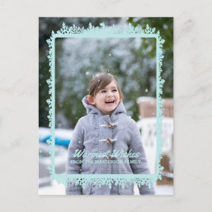 Cartes Pour Fêtes Annuelles Aqua Snowflake Cadre photo de vacances