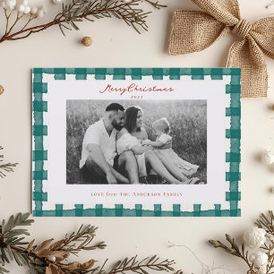 Cartes Pour Fêtes Annuelles Aquarelle à carreaux double face Noël photo de fam