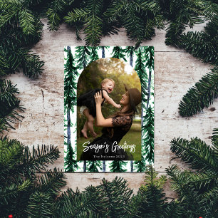 Cartes Pour Fêtes Annuelles Aquarelle À feuillage persistant Arbres de Noël Ar