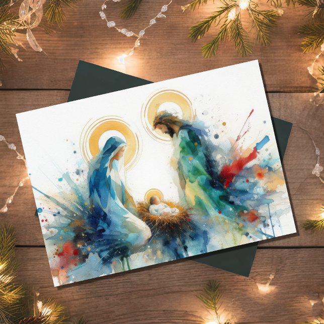 Cartes Pour Fêtes Annuelles Aquarelle Abstraite crèche (Créateur téléchargé)
