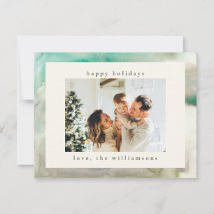 Cartes Pour Fêtes Annuelles Aquarelle Abstraite en photo personnalisée verte