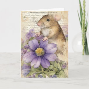 Cartes Pour Fêtes Annuelles Aquarelle adorable Souris Vintage de Pâques