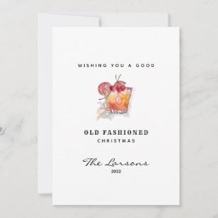 Cartes Pour Fêtes Annuelles Aquarelle amusante Vieux Cocktail de Noël