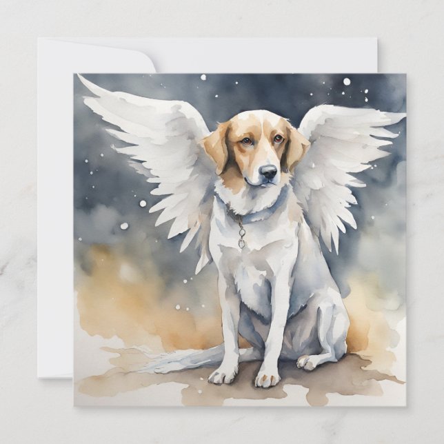 Cartes Pour Fêtes Annuelles Aquarelle Angel Chien (Devant)