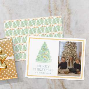 Cartes Pour Fêtes Annuelles Aquarelle Arbre de Noël Grille du millénaire Photo