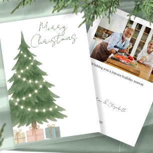 Cartes Pour Fêtes Annuelles Aquarelle Arbre de Noël Photo personnalisée