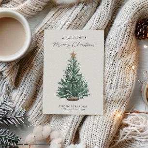 Cartes Pour Fêtes Annuelles Aquarelle Arbre de Noël Russe Moderne