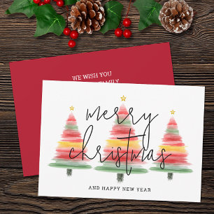 Cartes Pour Fêtes Annuelles Aquarelle Arbres de Noël