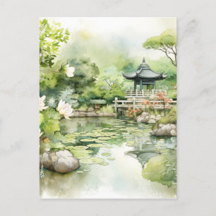 Cartes Pour Fêtes Annuelles Aquarelle Arrière - plan paysage japonais