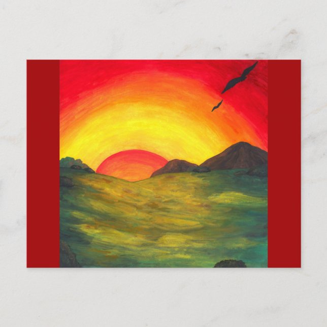 Cartes Pour Fêtes Annuelles aquarelle art magique lever de soleil paysage natu (Devant)