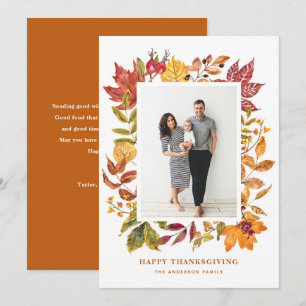 Cartes Pour Fêtes Annuelles Aquarelle Automne Feuilles Cadre Thanksgiving Phot