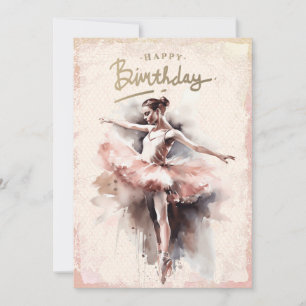 Cartes Pour Fêtes Annuelles Aquarelle Ballerina Joyeux anniversaire