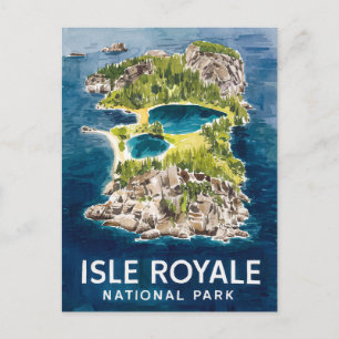Cartes Pour Fêtes Annuelles Aquarelle Beauté du Parc national de l'Isle Royale