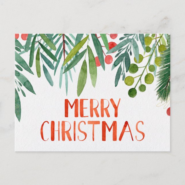 Cartes Pour Fêtes Annuelles Aquarelle Berry & Branch (Devant)