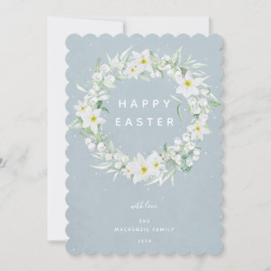 Cartes Pour Fêtes Annuelles Aquarelle Blanc Floral Wreath Happy Appartement de