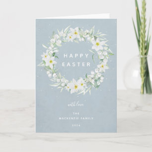 Cartes Pour Fêtes Annuelles Aquarelle Blanc Floral Wreath Happy Pâques