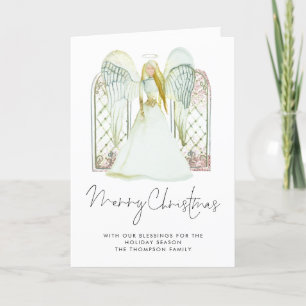 Cartes Pour Fêtes Annuelles Aquarelle blanche Angel Joyeux Noël Script