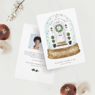 Cartes Pour Fêtes Annuelles Aquarelle blanche Festive Porte Globe des neiges