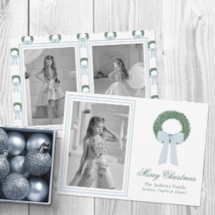 Cartes Pour Fêtes Annuelles Aquarelle bleu En vichy ceinture photo
