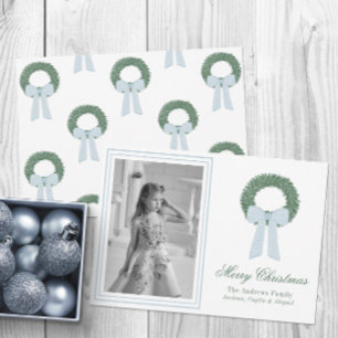 Cartes Pour Fêtes Annuelles Aquarelle bleu En vichy ceinture photo