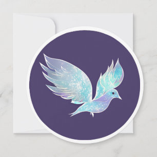 Cartes Pour Fêtes Annuelles Aquarelle bleu et blanc Peace Dove