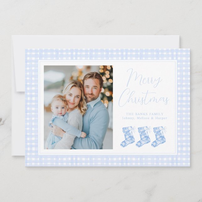 Cartes Pour Fêtes Annuelles Aquarelle bleu Preppy Chinoiserie Bas (Devant)