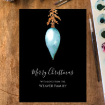 Aquarelle bleu simple unique Bauble de Noël