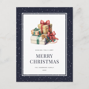 Cartes Pour Fêtes Annuelles Aquarelle bleue Noël Cadeaux neige
