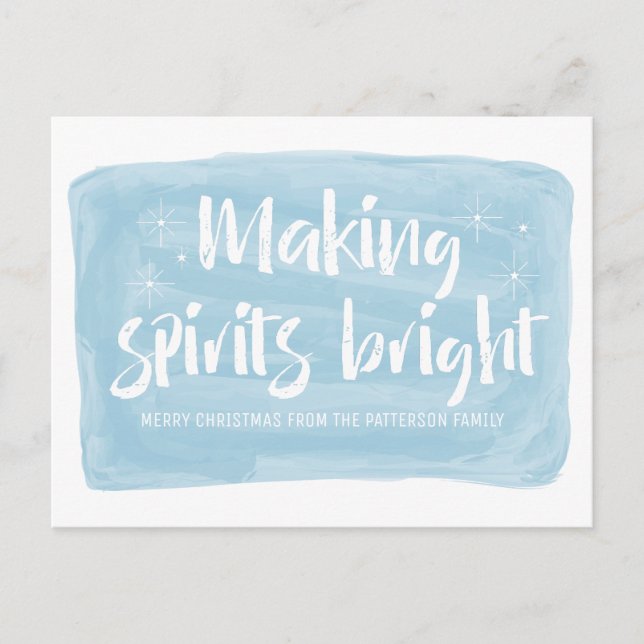 Cartes Pour Fêtes Annuelles Aquarelle Bleue Rendre Spiritueux Vacances Lumineu (Devant)