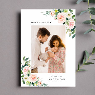 Cartes Pour Fêtes Annuelles Aquarelle Blush Floral Pâques Photo