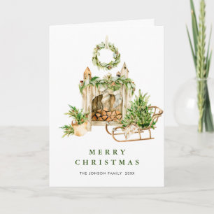 Cartes Pour Fêtes Annuelles Aquarelle Bohème Composition de Noël