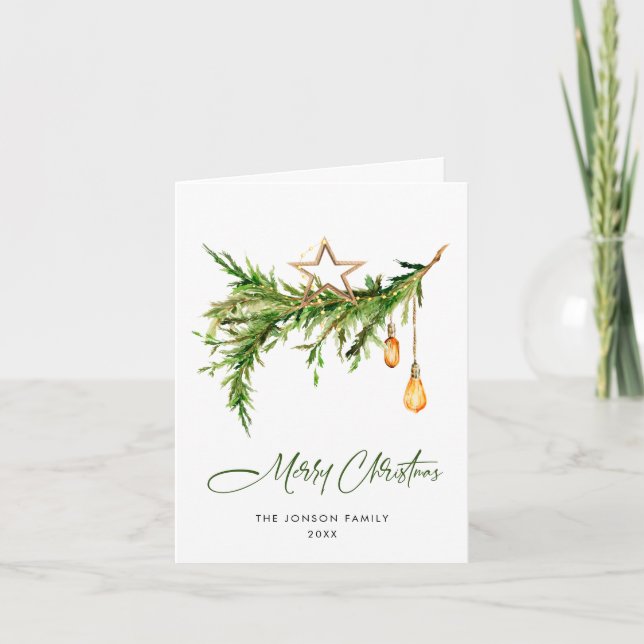 Cartes Pour Fêtes Annuelles Aquarelle Bohème Composition de Noël (Devant)