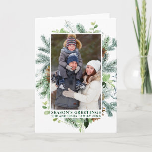Cartes Pour Fêtes Annuelles Aquarelle Bonnes Fêtes de pin vert plié