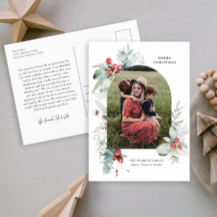Cartes Pour Fêtes Annuelles Aquarelle Botanique Arc Floral Photo Noël