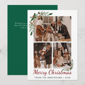 Cartes Pour Fêtes Annuelles Aquarelle botanique Baie 3 Photo Noël