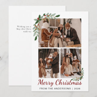 Cartes Pour Fêtes Annuelles Aquarelle botanique Baie 3 Photo Noël