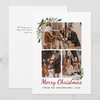 Cartes Pour Fêtes Annuelles Aquarelle botanique Baie 3 Photo Noël