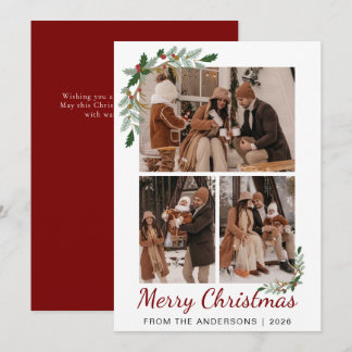 Cartes Pour Fêtes Annuelles Aquarelle botanique Baie 3 Photo Noël