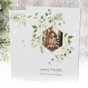 Cartes Pour Fêtes Annuelles Aquarelle Botanique de baies blanches brillantes