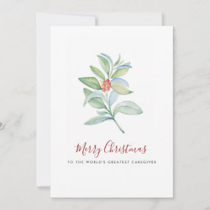 Cartes Pour Fêtes Annuelles Aquarelle Botanique Feuilles et Berries