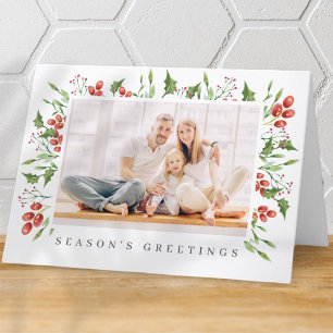 Cartes Pour Fêtes Annuelles Aquarelle Botanique Holly Berry Foliage Noël