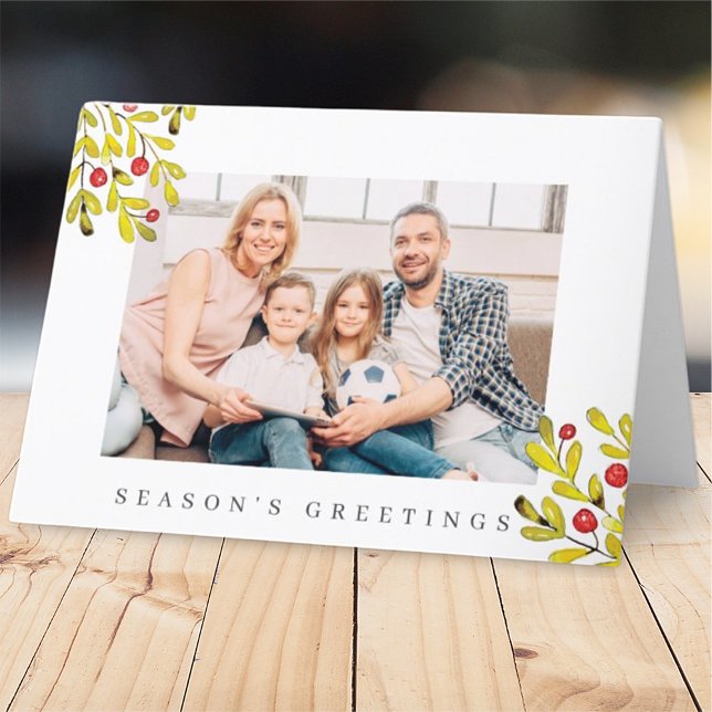 Cartes Pour Fêtes Annuelles Aquarelle Botanique Verdure Foliage Noël (Créateur téléchargé)