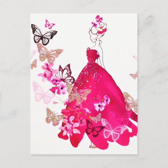 Cartes Pour Fêtes Annuelles Aquarelle Bride Floral Butterfly Gold Parties scin (Devant)