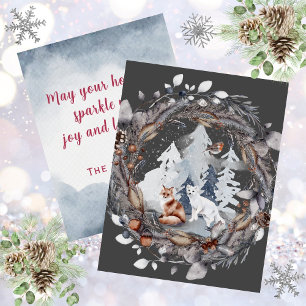 Cartes Pour Fêtes Annuelles Aquarelle Brown et strate de renard arctique