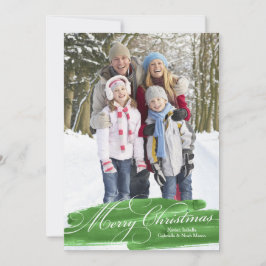 Cartes Pour Fêtes Annuelles Aquarelle Brush Stroke | Vert