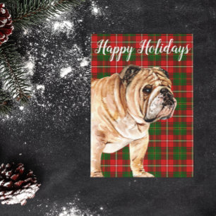 Cartes Pour Fêtes Annuelles Aquarelle Bulldog personnalisée